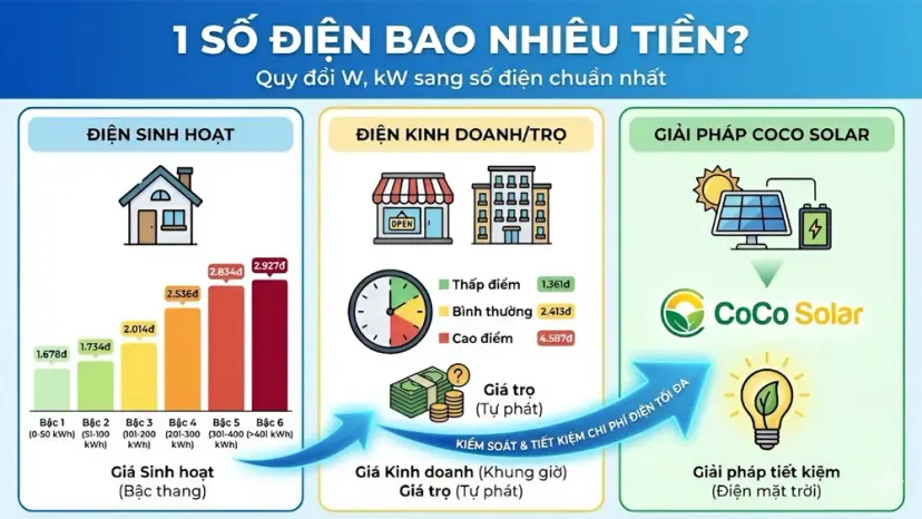 1 số điện bao nhiêu tiền? Quy đổi W, kW sang số điện chuẩn nhất